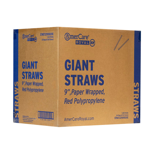 STRAW 9 IN RED PLASTIC